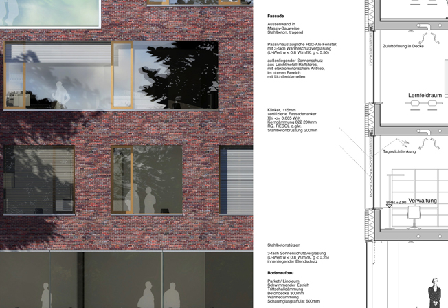 Berufsschule Burgstrasse | Fassadenausschnitt Berufsschule Burgstrasse | Fassadenausschnitt